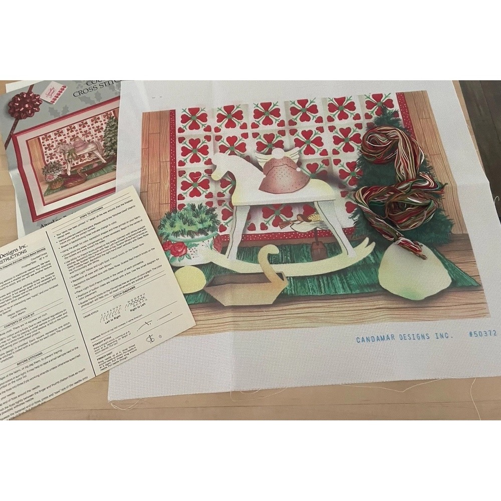Candamar design counted cross stitch #50372 Angel on Rocking Horse Open Complete
